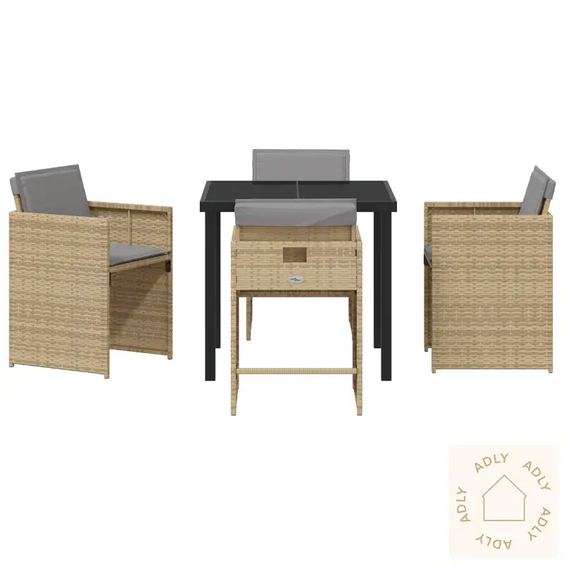 5 Deler Hage Spise Sett Med Puter Beige Poly Rotting