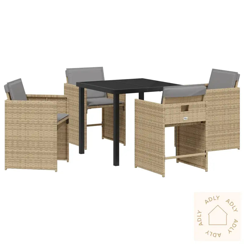 5 Deler Hage Spise Sett Med Puter Beige Poly Rotting