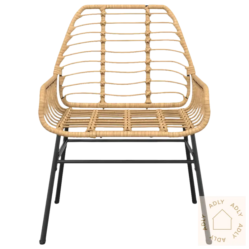 Wicker stol med pulverlakkert stål og herdet glass for uteplassen, perfekt hagemøbler