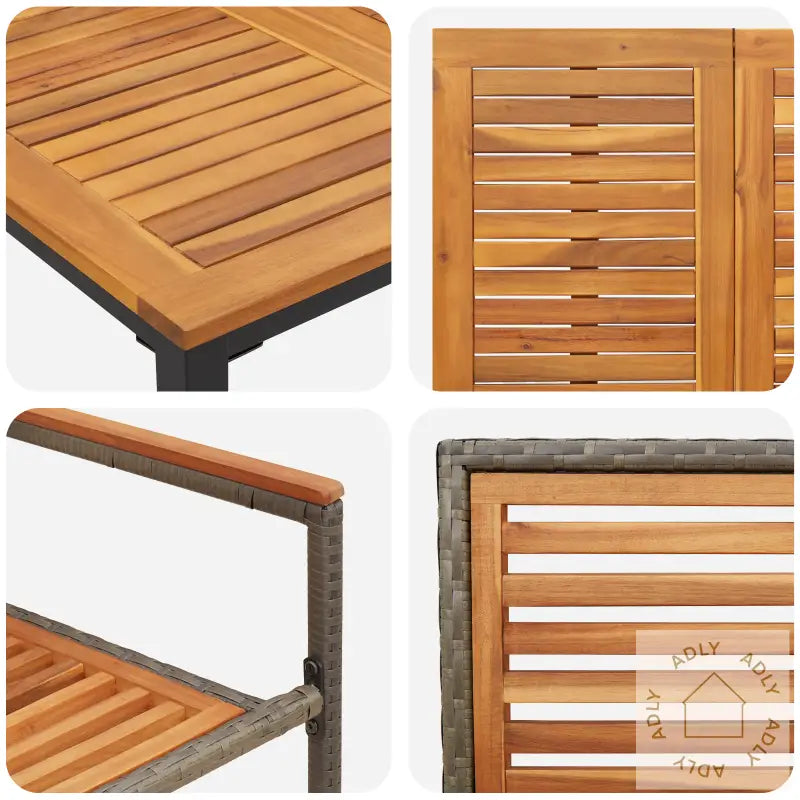 7-Delt Hagemøbelsett Grå Poly Rattan Akasia