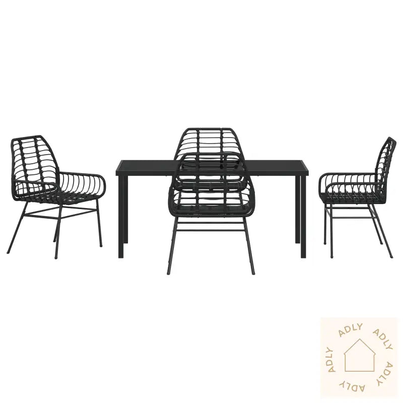 5 Delt Hage Spisemøbel Sett Svart Polyrotting