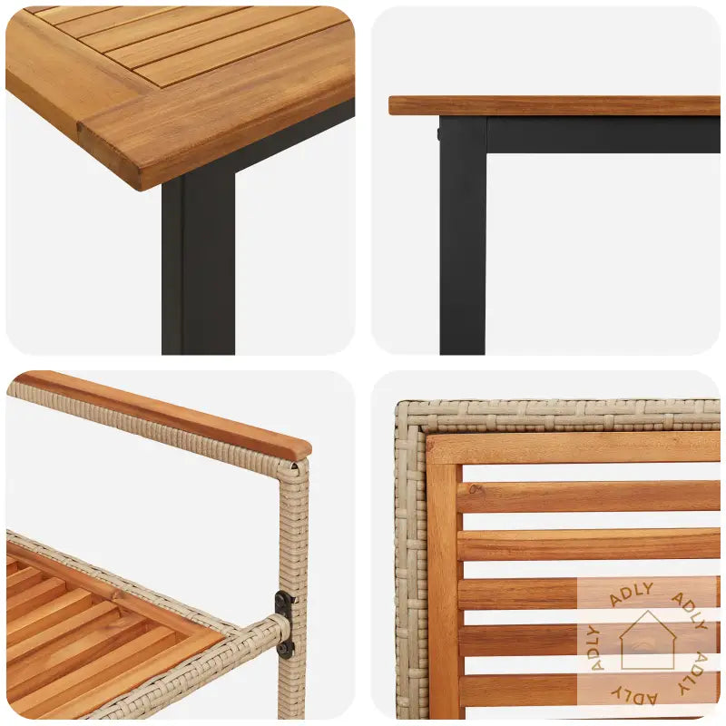 9-Delt Hagemøbelsett Beige Poly Rattan Akasietre