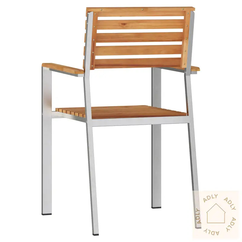 Stapelbare Hagemøbler 4 Stk Solid Tre Teak Og Rustfritt Stål