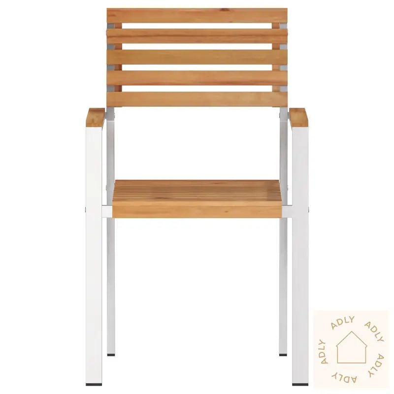 Stapelbare Hagemøbler 4 Stk Solid Tre Teak Og Rustfritt Stål