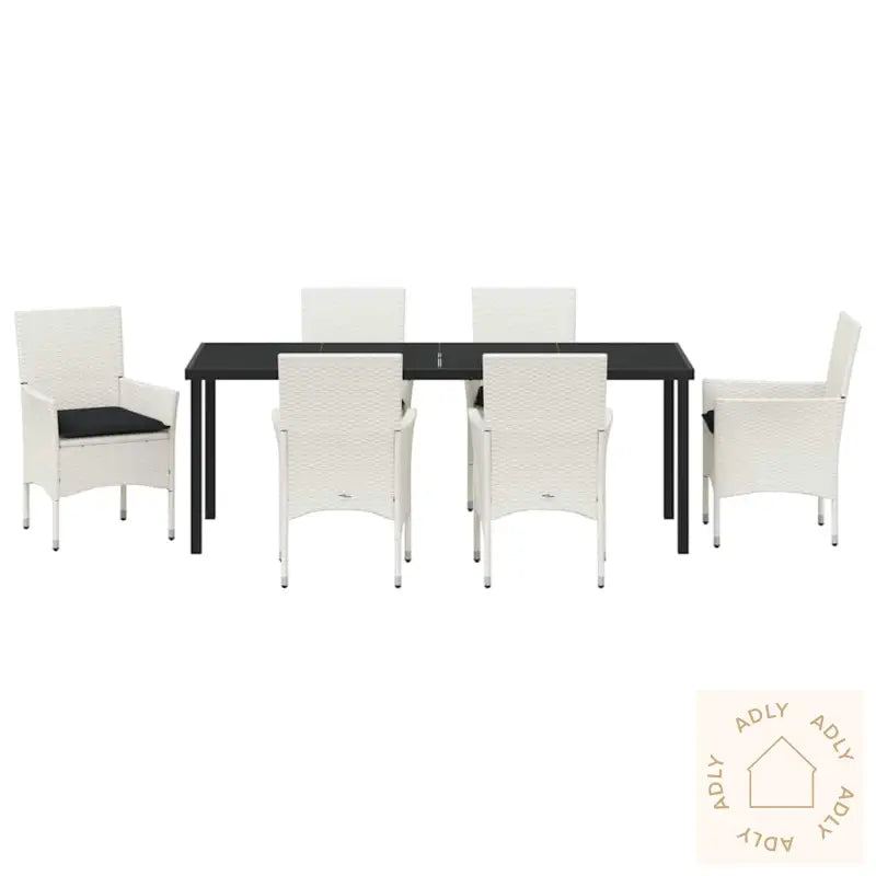 7-Delt Hagegruppe Med Puter, Hvit Poly Rattan