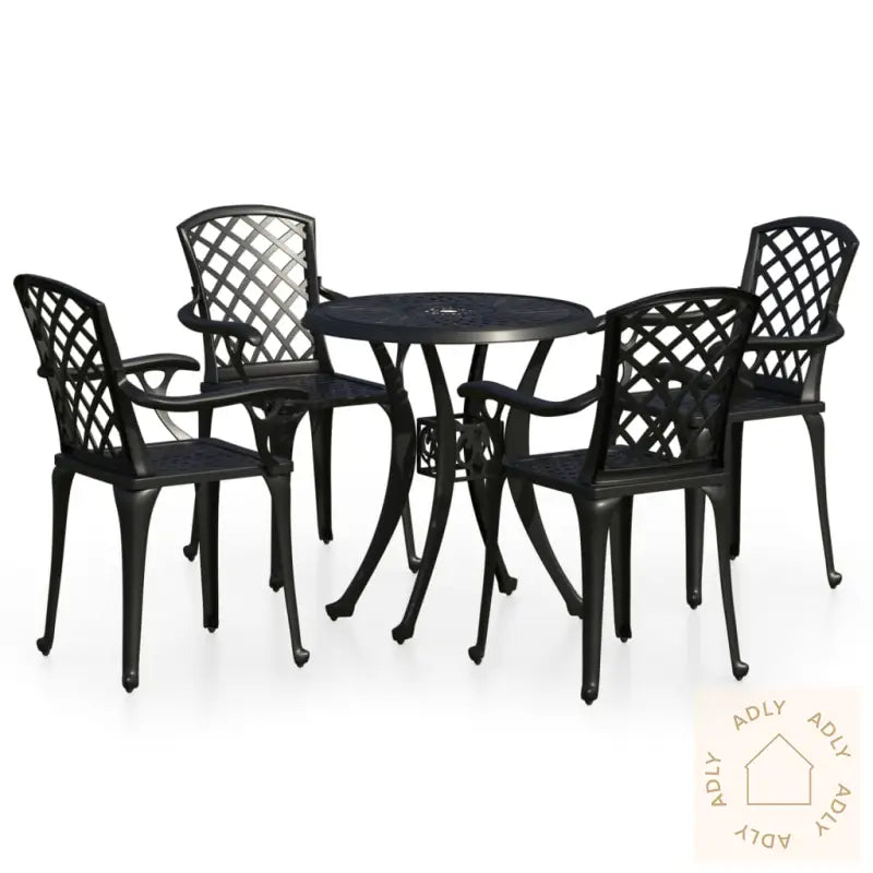 Bistrosett 5 Deler Støpt Aluminium Svart