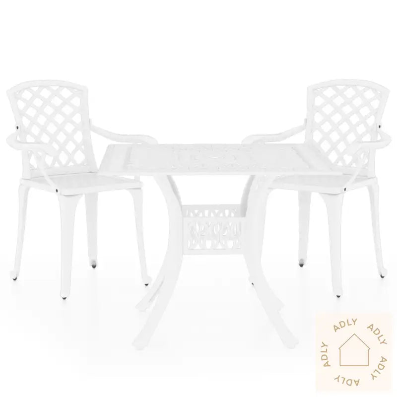 Bistrosett 3 Deler Støpt Aluminium Hvit