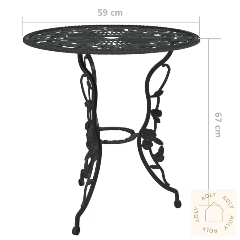 Bistrosett 3 Deler Støpt Aluminium Svart