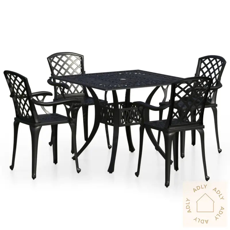 Bistrosett 5 Deler Støpt Aluminium Svart