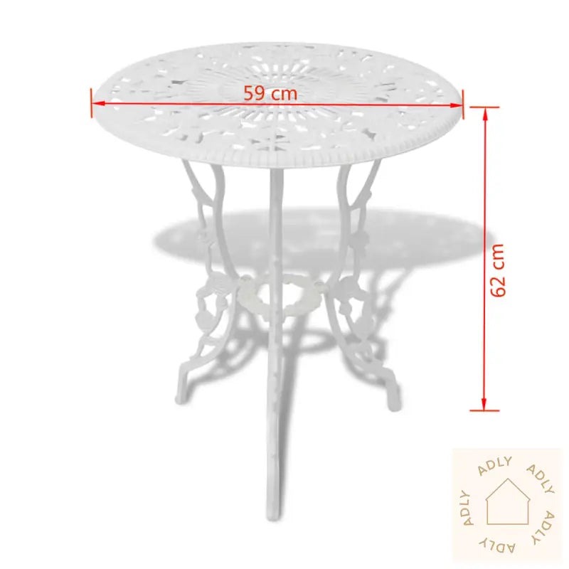 Bistrosett 3 Deler Støpt Aluminium Hvit