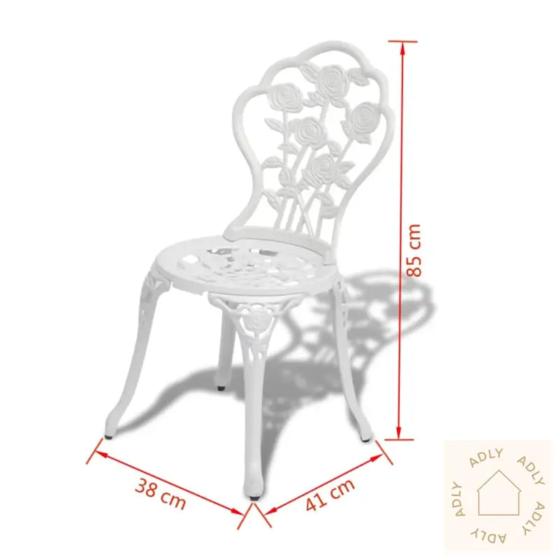 Bistrosett 3 Deler Støpt Aluminium Hvit