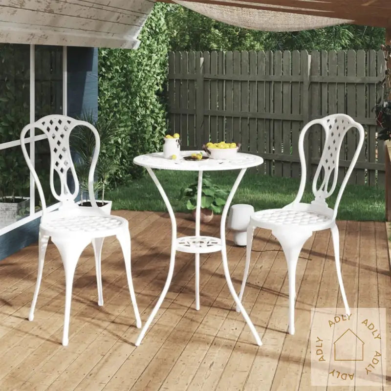 Bistrosett 3 Deler Støpt Aluminium Hvit