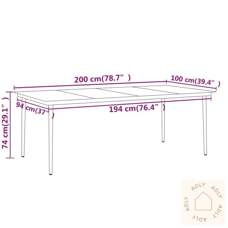 Utendørs Spisestue 9 Deler Svart