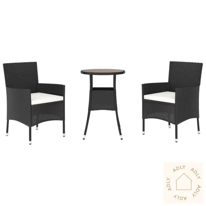 Hagebistrosett Med Puter 3 Deler Svart Polyrotting