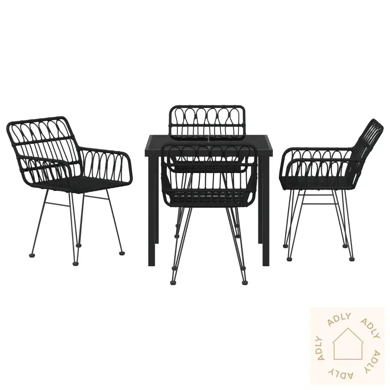 5-Delt Hagemøbelset Svart Poly Rattan