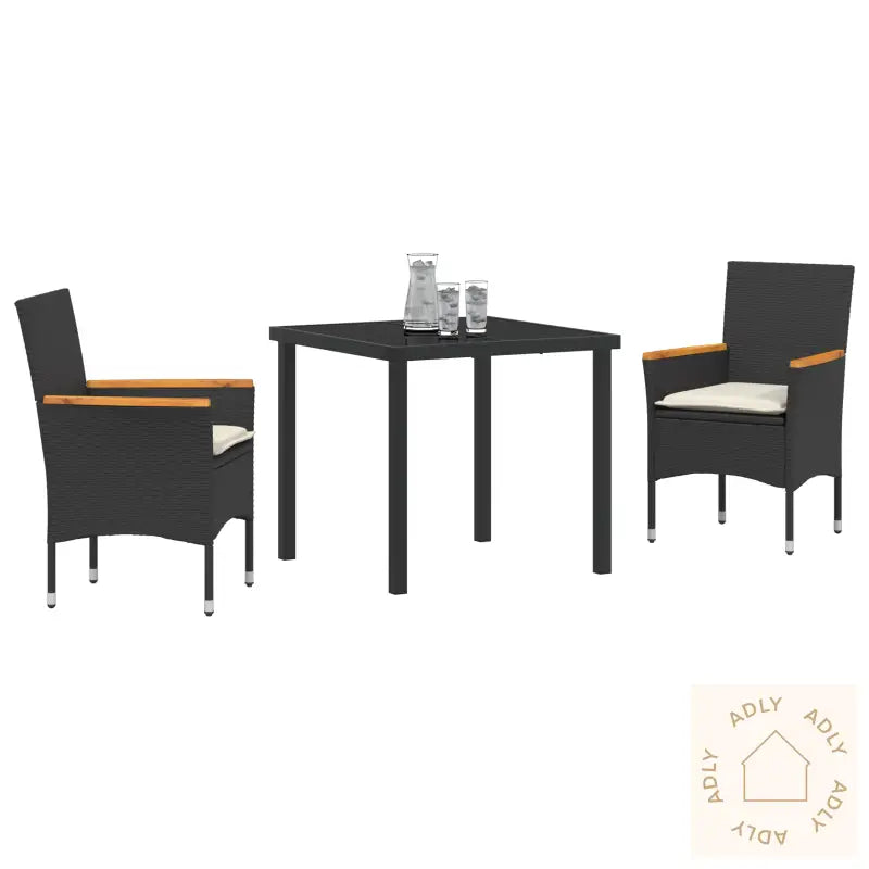3-Delt Hagedining Sett Med Puter Svart Polyrotting