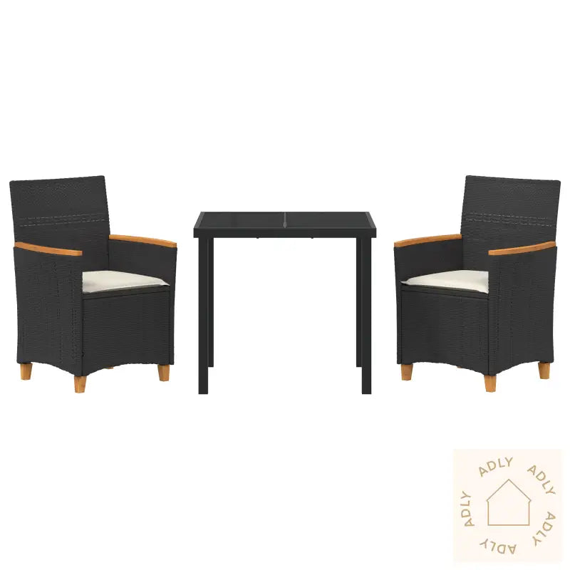 3 Delt Hagedining Set Med Puter Svart Polyrotting