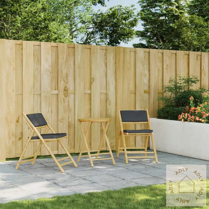 Outdoor folding hagemøbler med vaskbart trekk og bambus mål for terrasse og balkong
