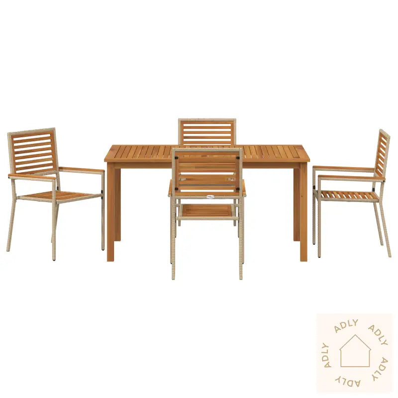 5-Delt Hagesett I Beige Poly Rotting Akacia