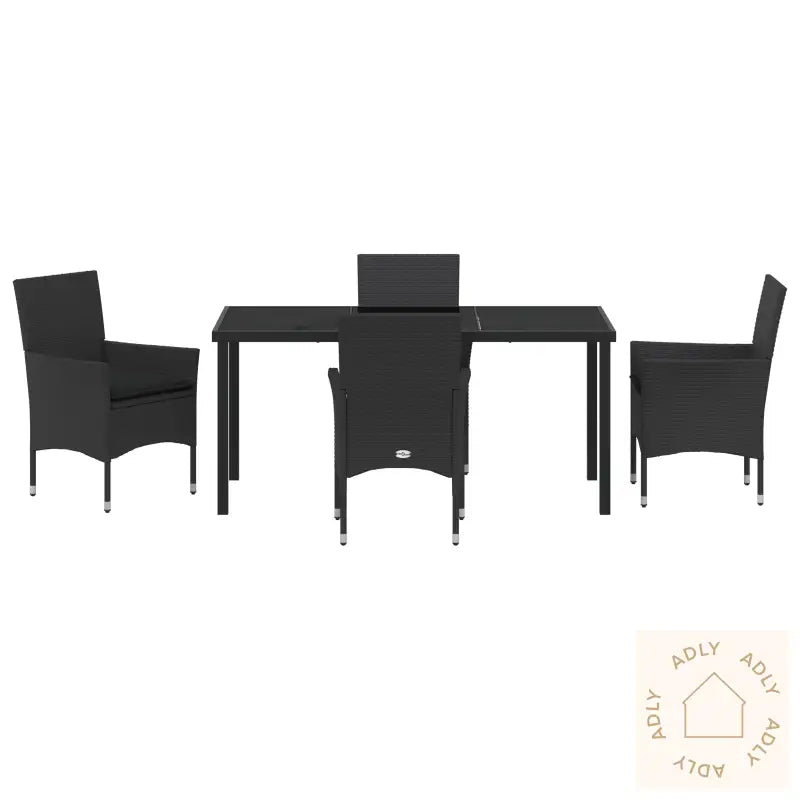 5 Deler Hage Bordsett Med Puter Svart Polyrotting