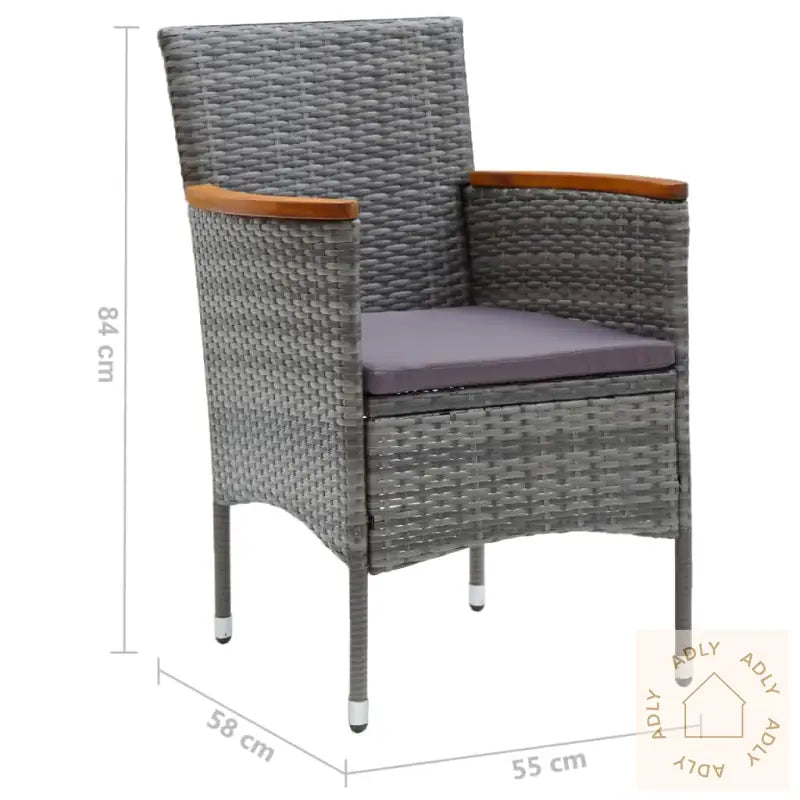 Hagespisegruppe Med Puter 3 Deler Polyrotting Grå