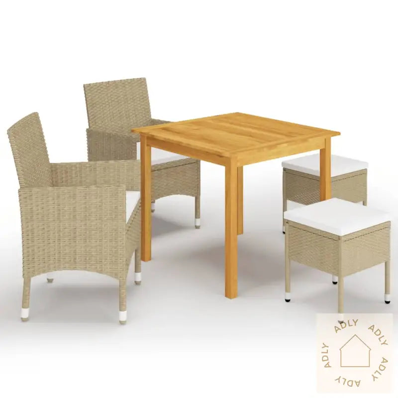 Utendørs Spisestue 5 Deler Beige