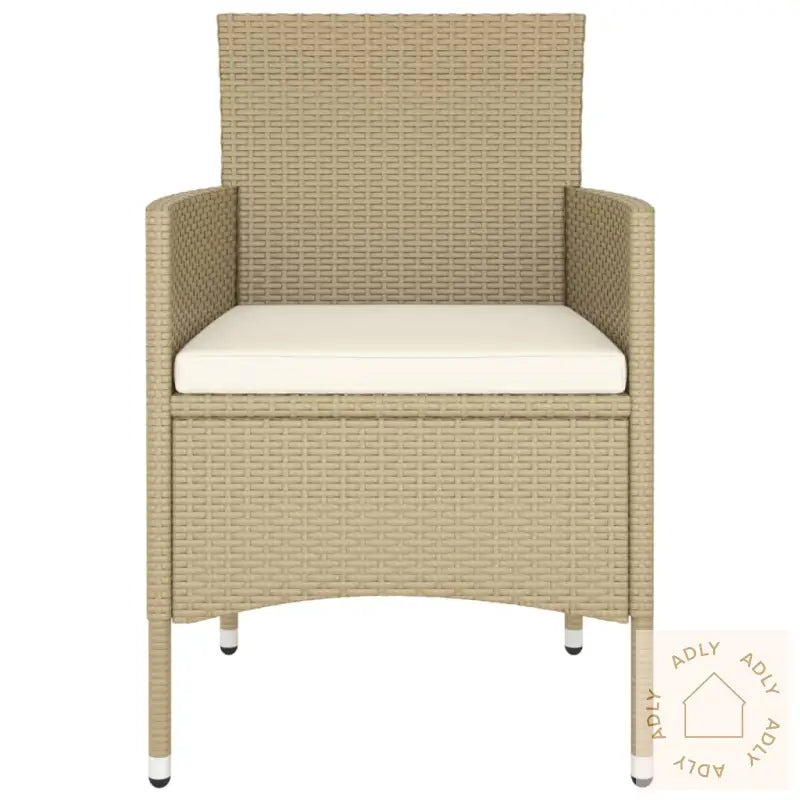 Hagebistrosett 5 Deler Polyrotting Og Herdet Glass Beige