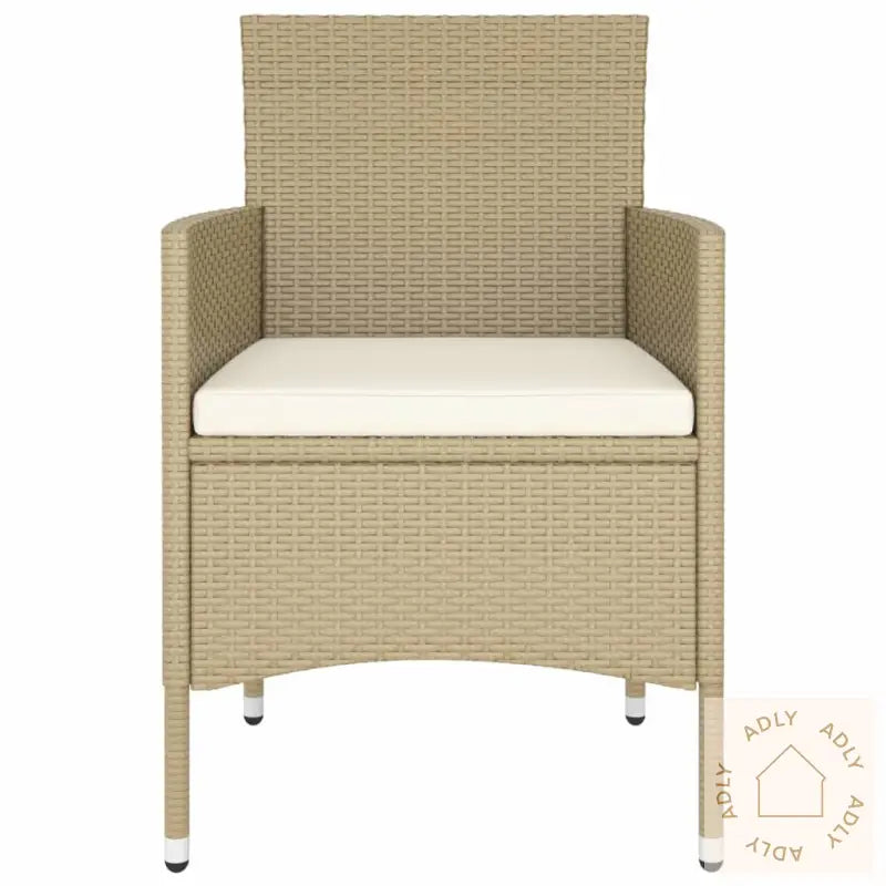 Hagebistrosett 5 Deler Polyrotting Og Herdet Glass Beige