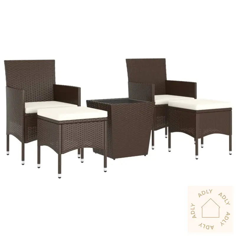 Hagebistrosett 5 Deler Polyrotting Og Herdet Glass Brun