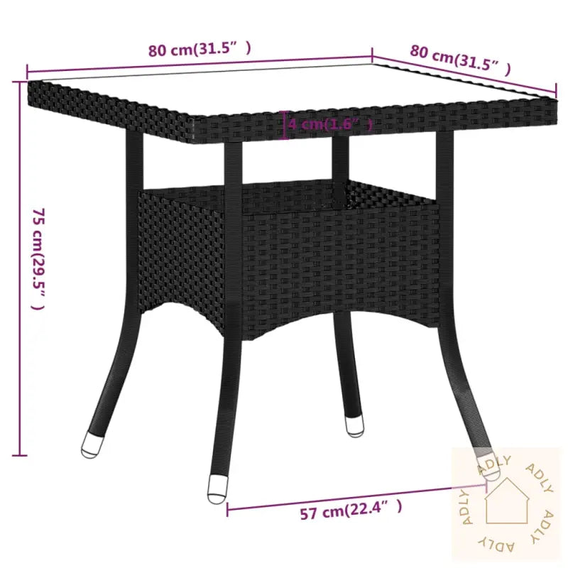 Hagespisegruppe 5 Deler Polyrotting Og Herdet Glass Svart