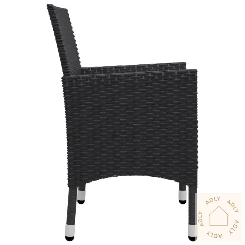 Hagebistrosett 3 Deler Polyrotting Og Herdet Glass Svart