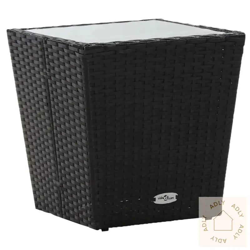 Hagebistrosett 3 Deler Polyrotting Og Herdet Glass Svart