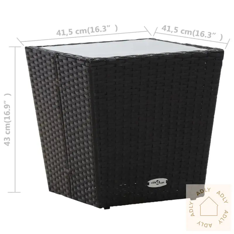 Hagebistrosett 3 Deler Polyrotting Og Herdet Glass Svart