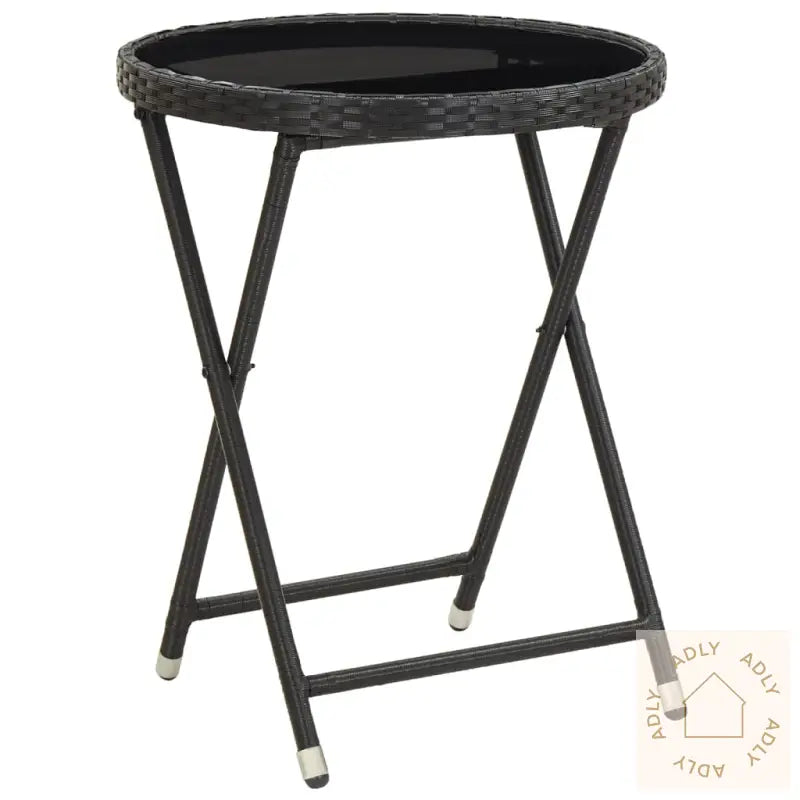 Hagebistrosett 5 Deler Polyrotting Og Herdet Glass Svart