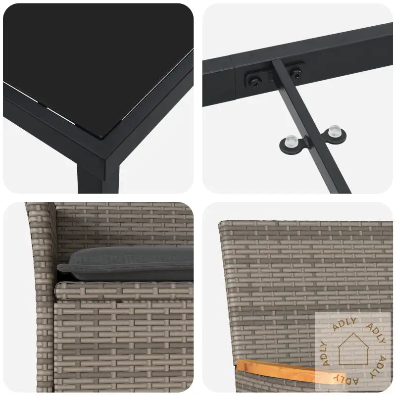 7-Delt Hage Spisegruppe Med Puter Grå Polyrotting