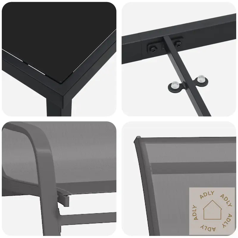 3-Delt Hage Dining Set Grå Textilene Og Stål