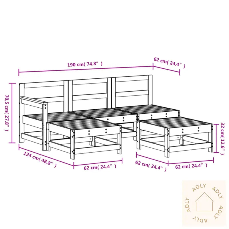 Hagesofagruppe 5 Deler Impregnert Furu