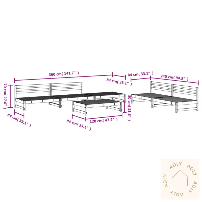 Hagesofagruppe 6 Deler Impregnert Furu