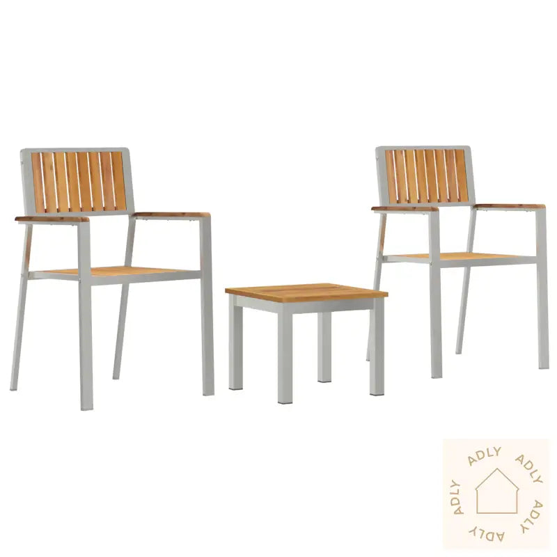 3 Deler Hagemøbel Sett Solid Tre Teak