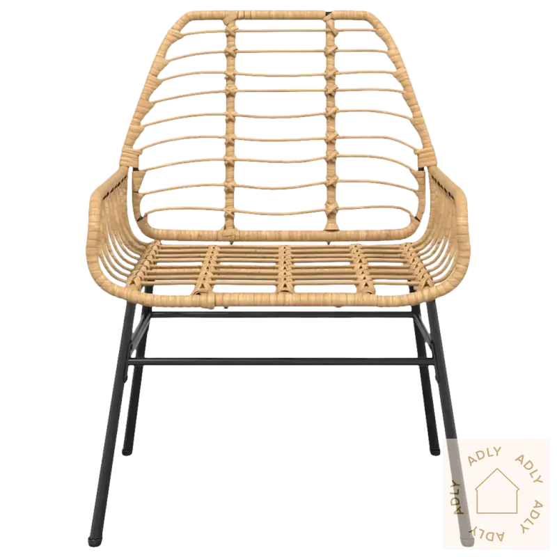 Woven rattan hagemøbler med pulverlakkert stål og herdet glass bord
