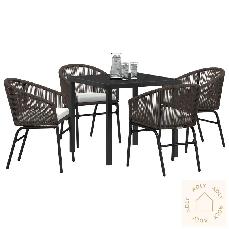 5 Deler Hagebordsett - Brun Poly Rattan