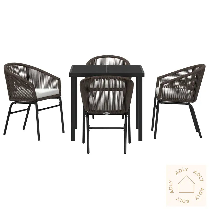 5 Deler Hagebordsett - Brun Poly Rattan