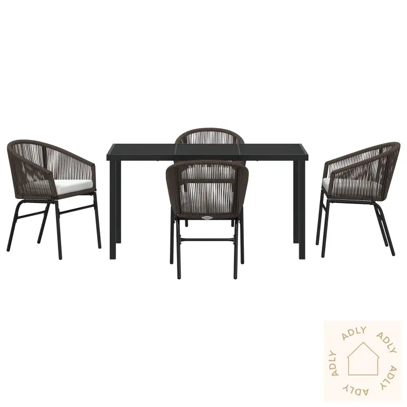 5 Delers Hagesett - Brun Poly Rattan