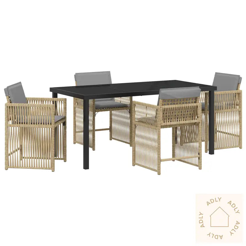 5-Delers Hage Spisesett Med Puter Beige Poly Rotting