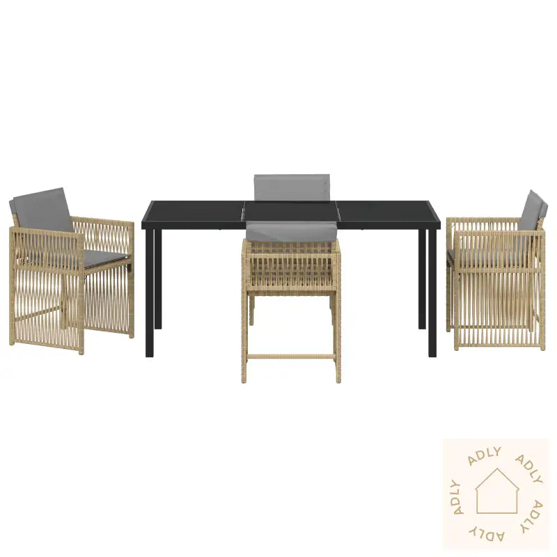 5-Delers Hage Spisesett Med Puter Beige Poly Rotting