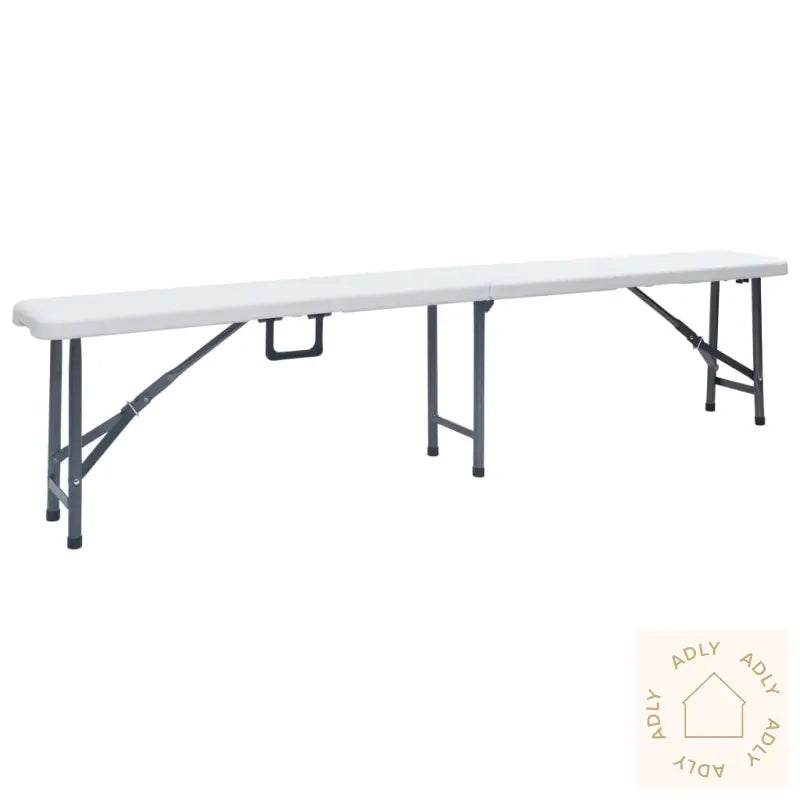 Sammenleggbart Hagebord Med 2 Benker 180 Cm Stål Og Hdpe Hvit
