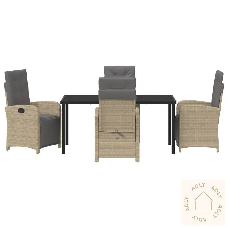 5-Delt Hage Spisegruppe Med Puter Beige Poly Rotting