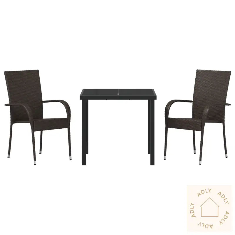 3-Delt Hage Spisebord Brun Poly Rotang