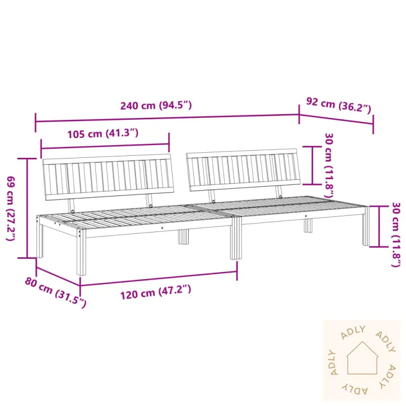 Hagesofa Paller 2 Stk Heltre Akasie
