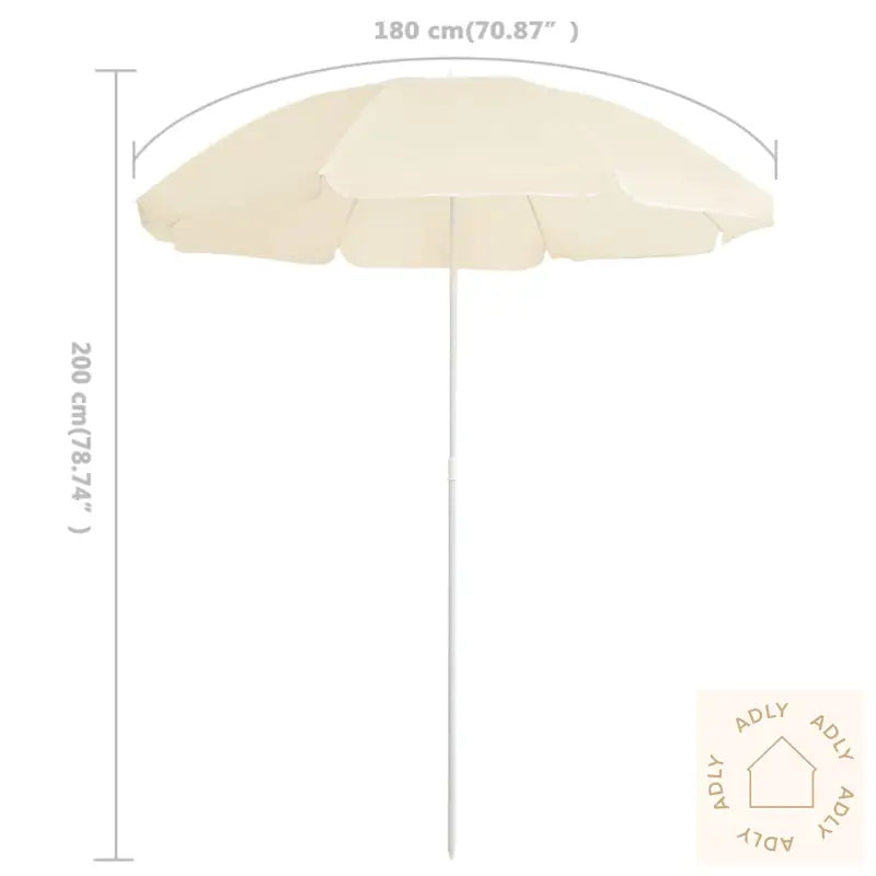 Hageparasoll Med Stålstang Sand 180 Cm